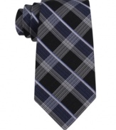 Proper plaid puts some zest into your workweek wardrobe with this DKNY silk tie.