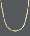 Indulge in an extra layer of luxury. Necklace features a flat herringbone chain crafted in 14k gold. Approximate length: 18 inches.