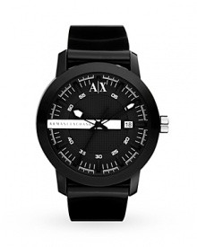 Armani Exchange encourages you to embrace your sporty side with this glossy rubber watch. Boldly styled and designed for maximum durability, it's a game changer.