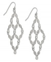 Geometric glam. Lauren Ralph Lauren's deco earrings burst onto the scene with luminous pave accents on a diamond linked silhouette. Crafted in rhodium-plated brass. Approximate drop: 2-1/2 inches. Approximate diameter: 3/4 inch.