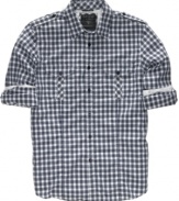 Check yourself in this crisp, patterned shirt from Guess.