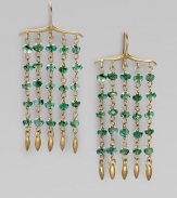 Faceted emerald beaded fringe with marquise drops along the ends.Emerald 14K gold 10K gold Length, about 1½ Width, about ¾ French earwires Imported 