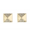 Totally trendy. Grommets are all the rage as an edgy embellishment, and RACHEL Rachel Roy interprets them in these stylish stud earrings. Embellished with glittering glass accents and crystals, they're made in gold tone mixed metal. Approximate diameter: 3/4 inch.