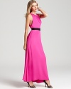 Sleek and striking, this vibrant Jill Stuart Dress Gown features a contrasting belt for a stark juxtaposition.