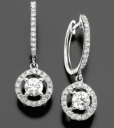 Experience exuberant style with these eye-catching drop earrings. Featuring an abundance of round-cut diamond (7/8 ct. t.w.) set in 14k white gold. Approximate drop: 3/4 inch.