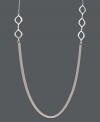 Light, airy, and ultimately wearable. This long, layered necklace by Studio Silver features three rows of polished sterling silver chains intersected by cut-out teardrop links. Approximate length: 38 inches.