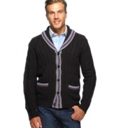 A seasonal tradition, this shawl collar cardigan from Argyleculture looks great with jeans or chinos.