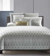 Lustrous links on a shaded blue background offer an abstract take on the beauty of architectural ironwork in this modern duvet cover from Hotel Collection. Featuring button closure.