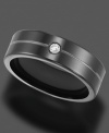 Live your life as it's meant to be. This stunning comfort fit ring by Triton features a round-cut diamond accent set in black titanium. Approximate band width: 7 mm. Sizes 8-15.