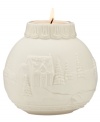 Walking in a winter wonderland! An embossed winter scene gives your home an air of fresh beauty in this votive candle holder from Lenox. Crafted of porcelain.