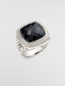 From the Albion Collection. A classic Yurman design, offering a faceted cushion of dramatic black onyx, framed in diamonds, on a split cable band of sterling silver.Diamonds, 0.48 tcw Black onyx Sterling silver About ½ square Imported