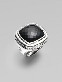 From the Albion Collection. Elegantly faceted black onyx sits within a smooth setting and band of sterling silver with rich rope-textured detailing. Black onyx Sterling silver About 1 square Imported