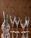 From the contemporary Marquis line by Waterford, Caprice wine glasses add a welcome touch of elegance to every dining experience. The classic-cut crystal pattern and sleek stem and base will match beautifully with any fine place setting. Wine glass shown in center.