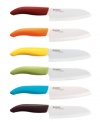 Experience the difference of expert cutlery preferred by professional chefs and home cooks like you. Incredibly lightweight, this knife balances comfortably in your palm for precision results delivered by the razor sharp ceramic blade, which holds its edge for 10 times longer than other cutlery. 5-year warranty.