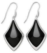 Smooth, polished & sophisticated. These sleek drop earrings feature onyx gemstones (28-1/2 ct. t.w.) set in sterling silver on french wire. Approximate drop: 2 inches.