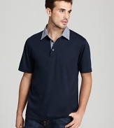 Michael Kors Woven Checked Collar Polo - Classic Fit