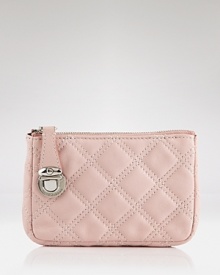 In a pretty pastel shade, Marc Jacobs' quilted leather pouch hints at girlie-chic.