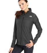 The North Face offers a rain-resistant jacket for blustery days with this sporty look. A fleece-lined interior makes it ultra-comfy, too!