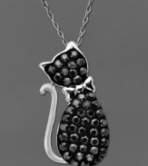 Purrrfectly precious. Kaleidoscope's adorable cat pendant features black crystals with Swarovski Elements. Setting and chain crafted in sterling silver. Approximate length: 18 inches. Approximate drop: 1 inch.