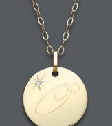 Embrace the latest trend with a stylish initial pendant. Crafted in 14k gold, this circular style features the letter O with a diamond-accented star at the corner. Approximate length: 16 inches + 2-inch extender. Approximate drop: 3/4 inch.