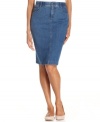 A crisp pencil skirt rendered in stretchy denim is a summery essential from Charter Club!