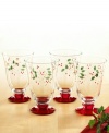 Etched and hand painted with a festive pattern of holly and berries, these Winterberry water goblets from Pfaltzgraff's collection of drinking glasses makes a merry impression at your holiday table.