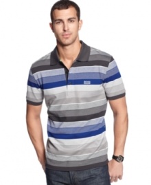 Handsome, masculine, and sophisticated oxford stripe polo by BOSS Green.