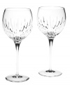 As stylish as their name implies, Soho balloon wine glasses from Reed & Barton make a toast with chic sophistication. Deep vertical cuts accent already-dazzling crystal with striking luxury.