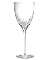 Coupling a modern silhouette and designer's touch, the Fete goblet from Monique Lhuillier for Royal Doulton promises a brilliant toast at every occasion. Vertical cuts extend from stem to bowl in glistening crystal.