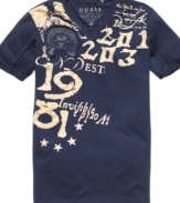 Cool and casual, this graphic t-shirt from guess is a simple style basic.