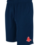 Get a leg up on the competition with these Boston Red Sox team shorts from Majestic.