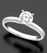 Take her breath away with this pristine engagement ring featuring round-cut diamond (1/2 ct. t.w.) set in 18k white gold.