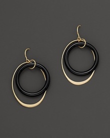 Onyx and 14 Kt. gold double hoop earrings.