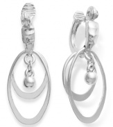 A terrific trio from Charter Club. These drop earrings flaunt two oval hoops with a single bead hanging at the center. Crafted in silver tone mixed metal. Approximate drop: 1-3/4 inches.