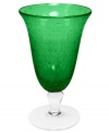 The eye-catching Iris iced tea glass makes a big impact in any setting with a bright emerald tint and tiny bubbles trapped in dishwasher-safe glass. From Artland.