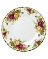 This popular bone china pattern surrounds blooming sprays of colorful English roses with hand-applied bands of 22K gold. Safe for use in the dishwasher, oven and freezer. Manufacturer's two-year warranty.