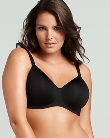 A basic bra with just the right coverage. B cup is a demi bra while a D cup has full coverage.