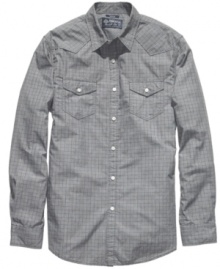 Ready for the weekend in a snap. This shirt from American Rag get you on the grid.