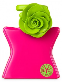 Madison Square Park was the height of fashion in the Gilded Age. Today it's back-in hip-&-cool revival mode. So now is the time for a neighborhood eau de parfum; an arresting, super-bright mélange of romantic florals and crisp greens. The vibrant neon pink and green bottle has a removable, grass-green Deco Modern rose-blossom accent (on the 3.3 oz.