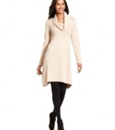 Dressing made easy: pair Style&co.'s petite cowl-neck sweater dress with opaque tights and booties for an on-trend look that works for the week and the weekend!