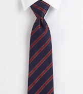 An understated version of a classic repp stripe in rich colors on pure silk.SilkDry cleanMade in Italy