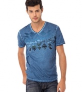 Short sleeve v-neck t-shirt by Buffalo David Bitton is made from 100% cotton for all day comfort.