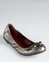 In shimmering metallic leather and a flexible shape, MARC BY MARC JACOBS iconic mouse flats have never looked better.