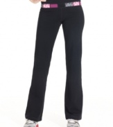 Ideology's bootcut active pants feature a sleek silhouette and stretchy comfort for all kinds of activities, from running to yoga. The colorblocked waistband offers a fun touch, too!