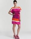 Enlivened by vibrant hues, this Julie Dillon dress works the color-block trend with striking style.