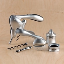 When you have this essential entertainment tool you can spend more time with your guests. The Rabbit corkscrew opens a bottle of wine in three seconds. This set includes corkscrew, foil cutter, drip-stop ring, wine/champagne sealer, wax seal remover and spare spiral. Manufacturer's 10-year warranty.