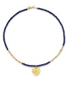 THE LOOKBeaded designHeart pendantLapis and pyrite stones22k goldplated vermeil sterling silver charm accentsLobster claspTHE MEASUREMENTLength, about 16ORIGINMade in USA of imported materials