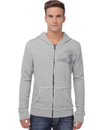 With slight distressing, this Buffalo David Bitton hoodie gives you the lived-in look you like.