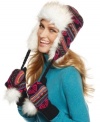 Cozy up to cold weather in style with this faux fur trimmed hat from Roxy, featuring ear flaps and flirty pom poms. The chill won't stand a chance.