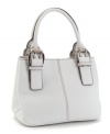 Silvertone buckle details at the handles add a fun touch to the Perfect 10 tote by Tignanello.